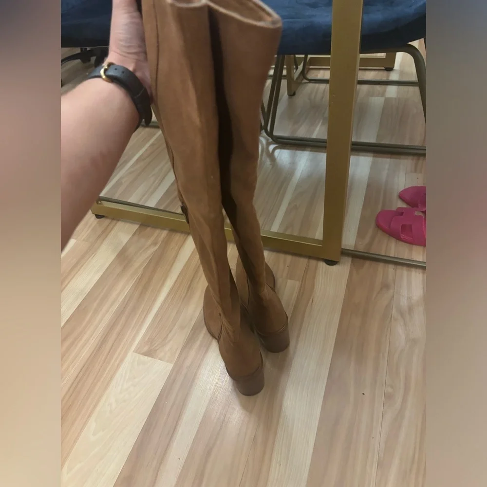 Seychelles Gifted Cognac Suede Leather Over-The-Knee Boots Size 7.5 New